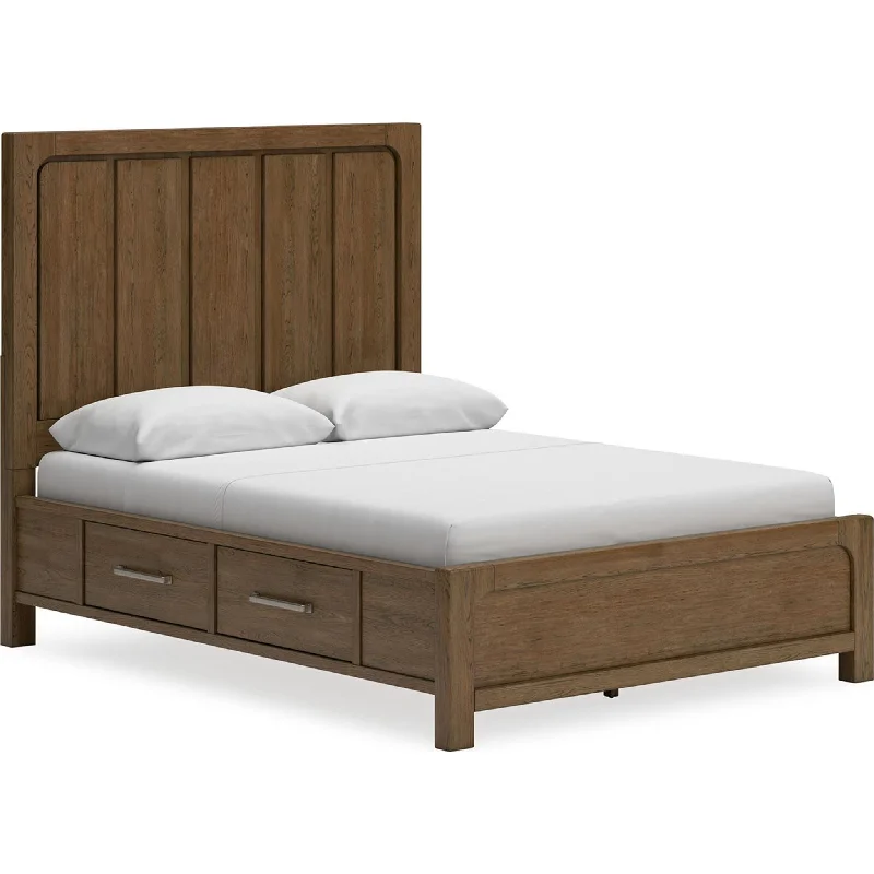 Queen - size mattresses for couples and standard bedroomsCabalynn Storage Bed- Light Brown