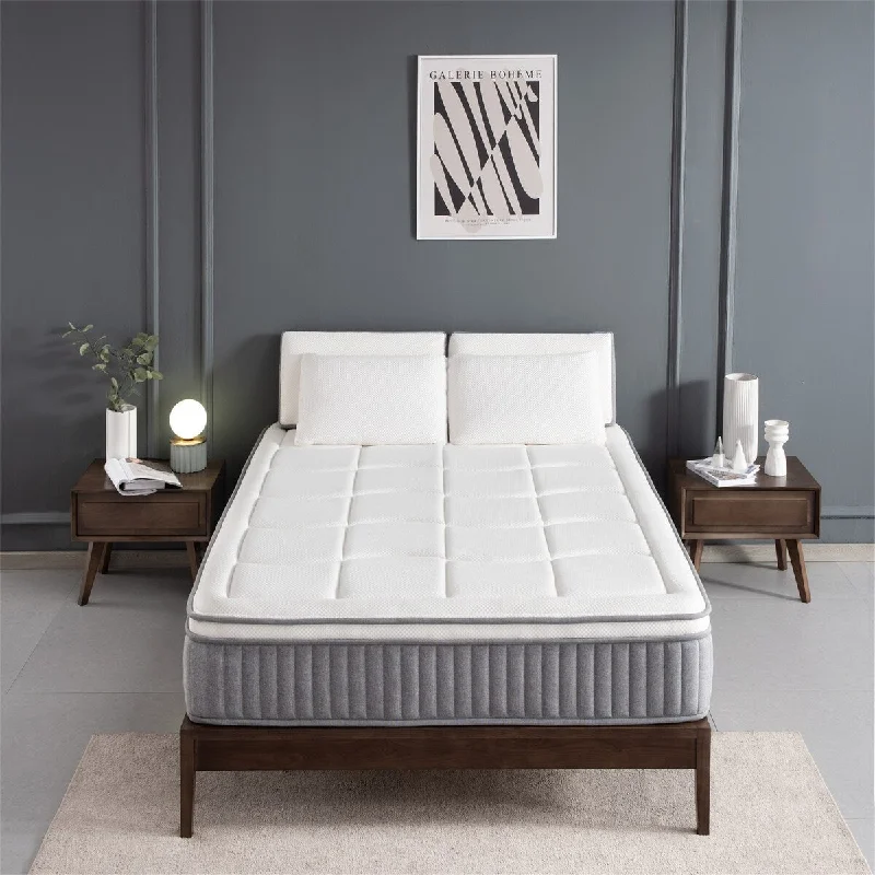 King - size mattresses for spacious master bedroomsQueen Mattress,12 Inch Euro Top Hybrid Mattress, Gel Memory Foam with Pocket Spring Mattress